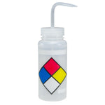 Bel-Art Safety-Labeled 4 to Color Lyob Wide-Mouth Wash Bottles, 500 mL (16 oz.), Polyethylene with Natural Polypropylene Cap, Pack of 4, Four-Color - F11716-0009 - 4 Each
