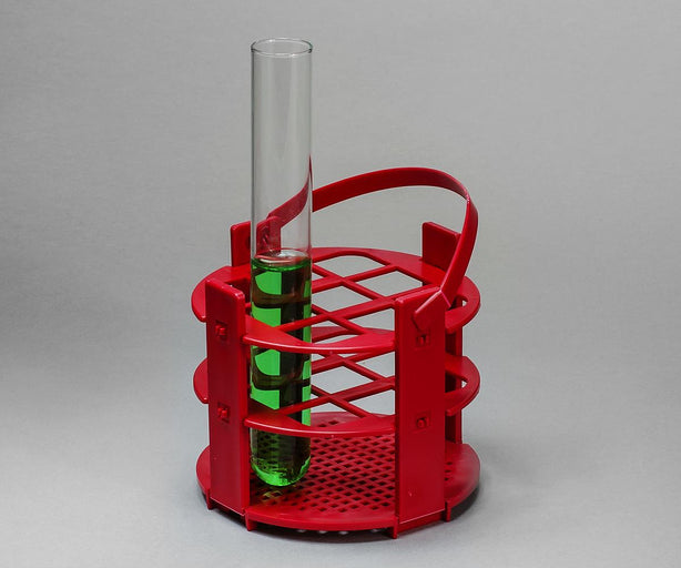 Bel-Art No-Wire Round Test Tube Rack for 16 to 20 mm Tubes, 9 Places, Red - F18743-1020 - 1 Each
