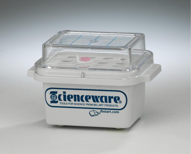Bel-Art F18846-0010 Cryo-Safe Mini Quick-Freeze Cooler for 0.5 or 1.5 mL Tubes, 12 Places, Plastic, 5-3/4" x 4" x 3-3/4" - MDL-BRTF188460010 - 1 Each