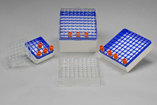 Bel-Art Cryo-Safe Vial Storage Box, 25 Places for 1.2 to 2.0 mL Vials, Pack of 8 - F18849-0000 - 8 Each
