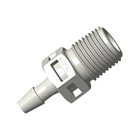 Threaded Connector, Barbed, Natural - Fits 1/8 inch ID Tubing (0.125, 3.18 mm) x 1/8