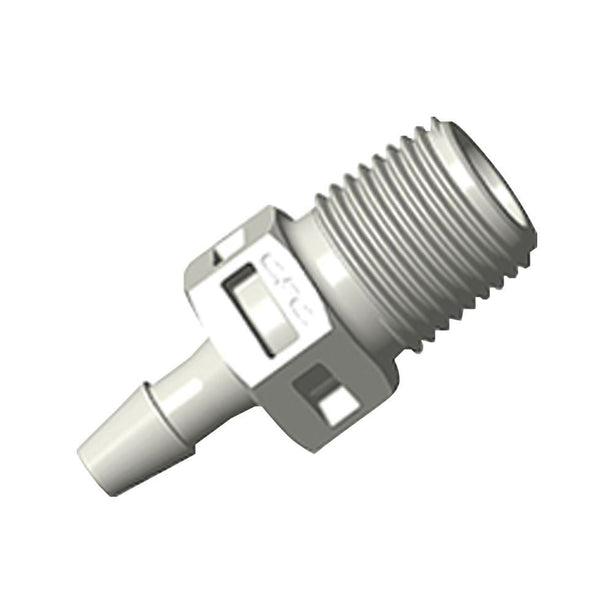 Threaded Connector, Barbed, Natural - Fits 1/8 inch ID Tubing (0.125, 3.18 mm) x 1/8" BSPT - BT4S4