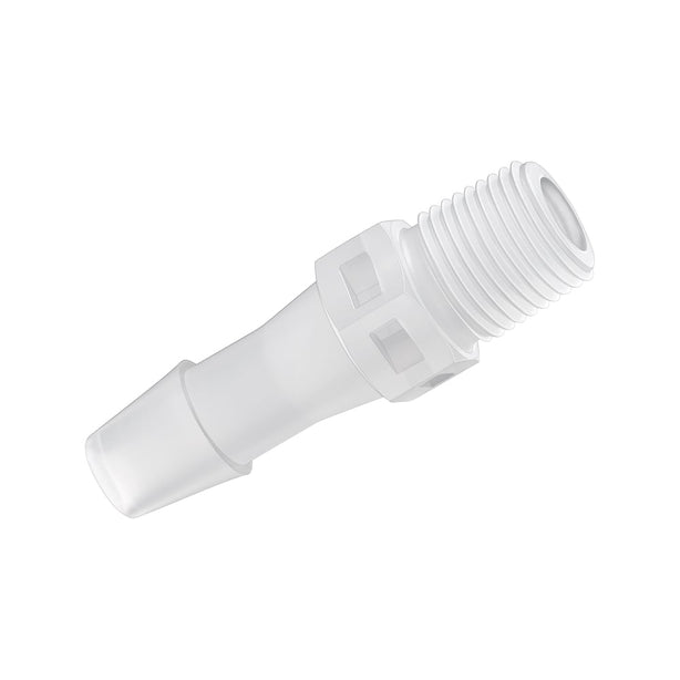 Threaded Connector, Barbed, Natural - Fits 1/4 inch ID Tubing (0.25, 6.35 mm) x 1/8" BSPT - BT4S8