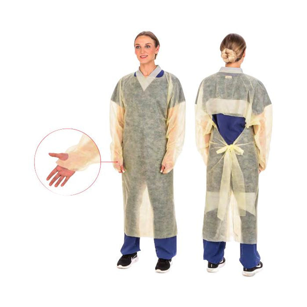 Cardinal Over-the-Head SMS Yellow Isolation Gown, Lightweight, Over the Head, Size XL - 1111PG - 100 Each