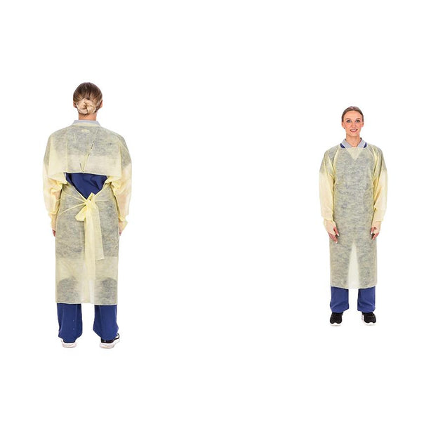 Cardinal PP Isolation Gown Cover with Thumb Hole, Universal, Yellow - 2110PG - 100 Each