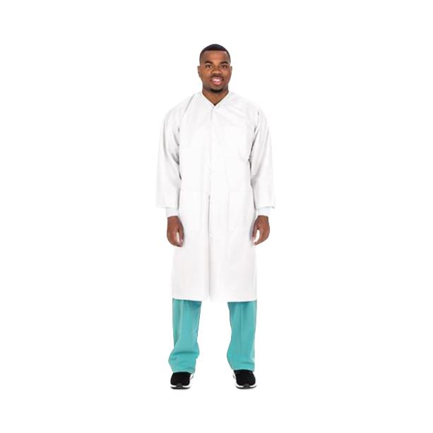 Lab Coat, Knee Length, Knit Collar, White, Size 2XL, Premium Knee-Length - C3660W2XLK - 100 Each