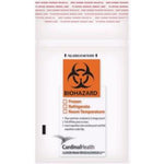 Cardinal Biohazard Specimen Transport Bag with Score Line, Front Pouch and Adhesive Closure, Clear, 2 Mil, 6" x 10" - AD6X9BIO - 10 Pack