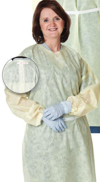 Cardinal Over-the-Head SMS Yellow Isolation Gown with Ties, Size XL - AT4450-XL - 100 Each