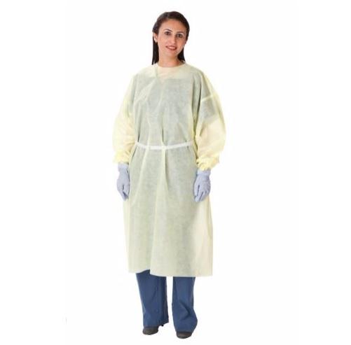 Cardinal Over-the-Head SMS Yellow Isolation Gown, AAMI Level 2, Overhead, Size XL - AT4498-XL - 10 Each