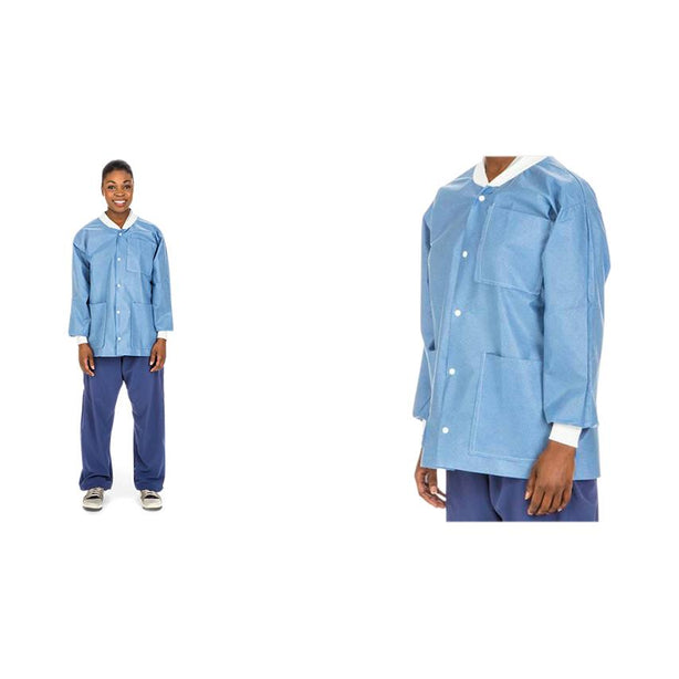 Cardinal Coats Hip-Length Lab Jacket, Disposable, Ceil Blue, Size XL - C3630CBXL - 100 Each