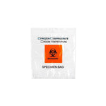 Cardinal Biohazard Specimen Transport Bag with Score Line, Front Pouch and Adhesive Closure, Clear, 2 Mil, 10" x 10" - AD10X10BIO - 10 Pack