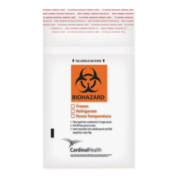 Cardinal Specimen Transport Biohazard Bag, Clear, 18" x 13" - AD13X18BIO - 10 Pack