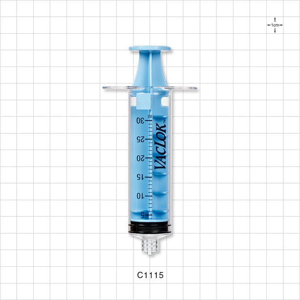 VacLok Negative Pressure Syringe, Male Luer Lock, Light Blue - 30 ml - C1115