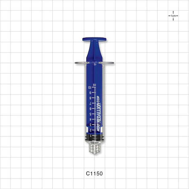 Medallion COP Syringe, Male Luer Lock, Blue, 160/Box - 10 ml - C1150