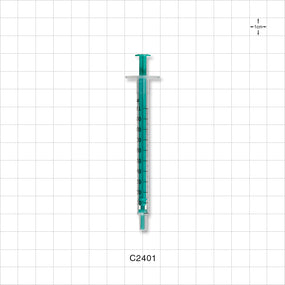 Two-Piece Syringe, Male Luer Slip, Zero Dead Space, Green - 1 ml - C2401