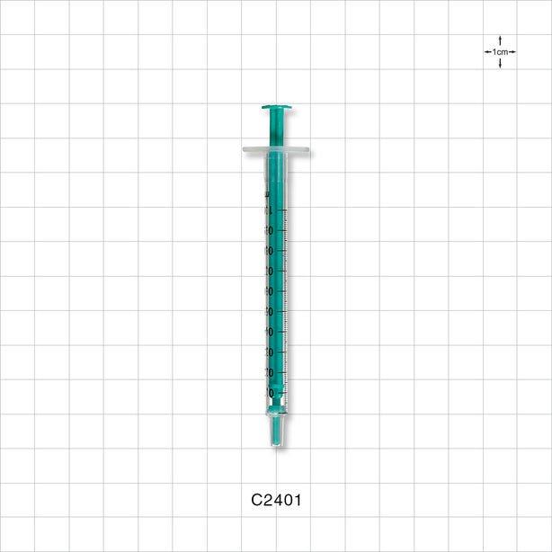 Two-Piece Syringe, Male Luer Slip, Zero Dead Space, Green - 1 ml - C2401