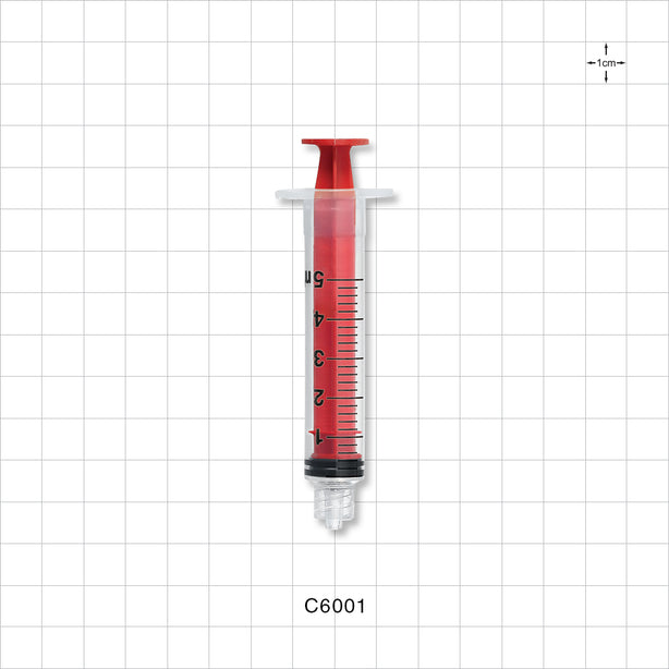 Syringe, Male Luer Lock, Red - 5 ml - C6001