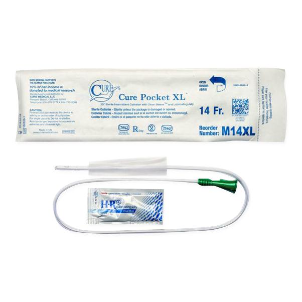 CURE MEDICAL U-Shaped Pocket Urethral Catheters M14XL 300 Each - MDL-CCMM14XL