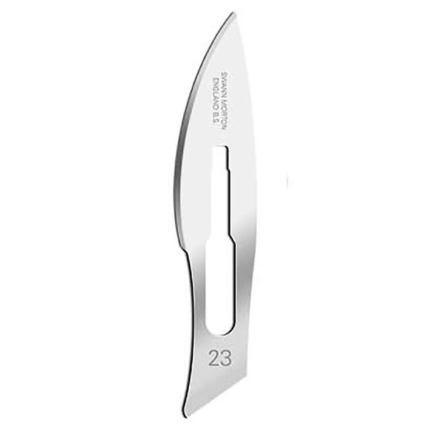 Swann Morton Swann-Morton Stainless-Steel Surgical Scalpel Blade, Disposable, Sterile, Shielded, #23 - 6610 - 10 Each