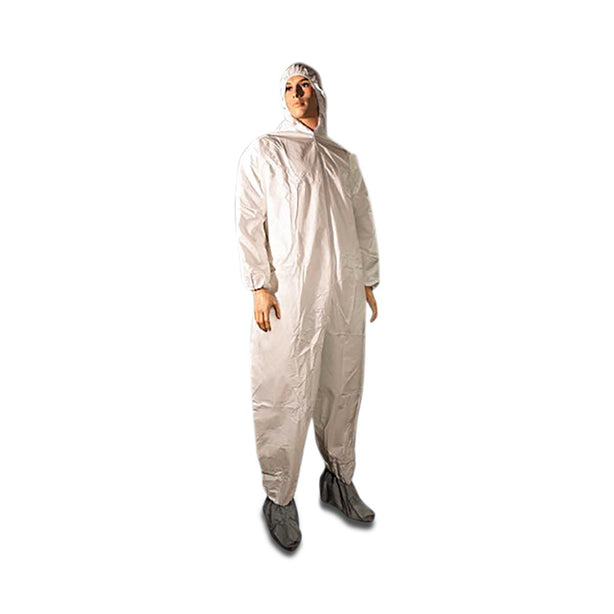 Cellucap Premium White Disposable SMS Coveralls with Hood, Size L - 5519L - 25 Each