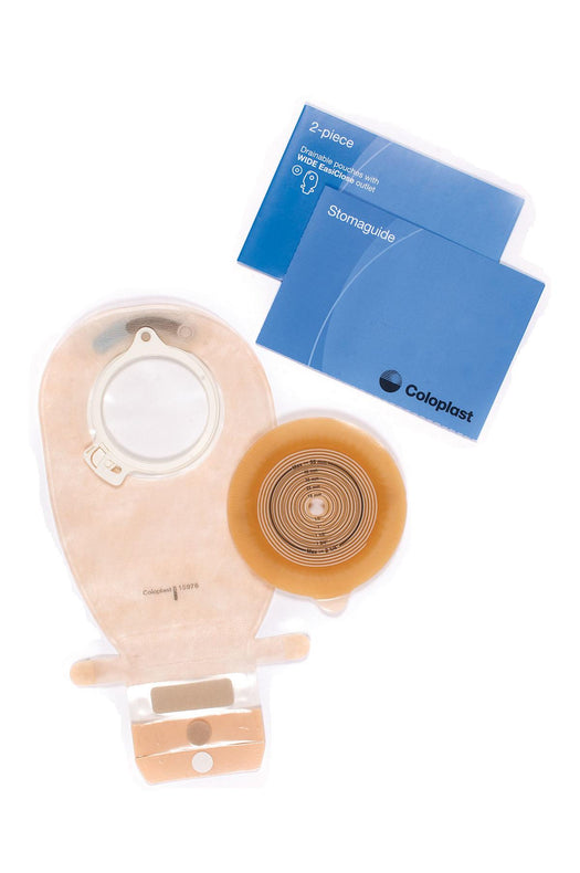 Coloplast 2-Piece Single-Use Kits Assura Standard Wear Barrier + Drainable Pouch, Transparent, Cut-to-Fit, 3/8"-2-1/4" (10-55 mm), Blue Code - 11002 - 5 Each