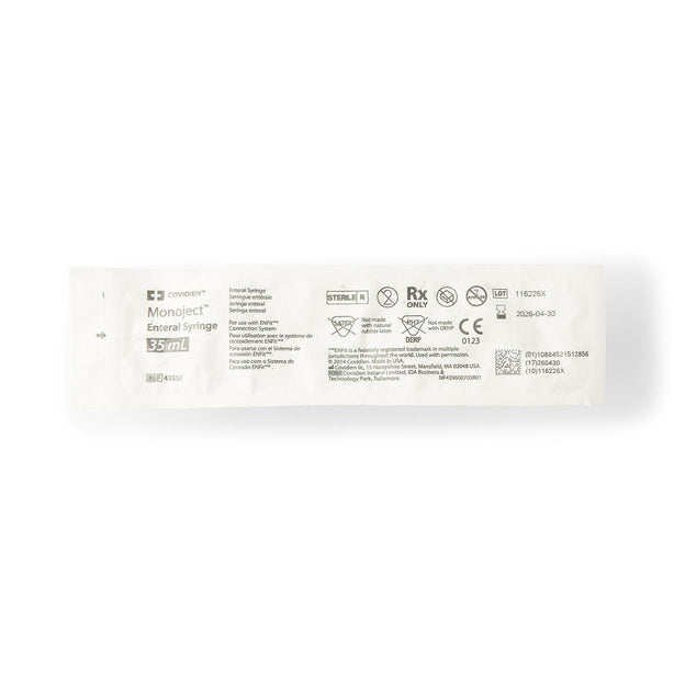 Cardinal Feeding Monoject Enteral Syringe with ENFit Connection, Sterile, 35 mL - 435SE - 1 Each