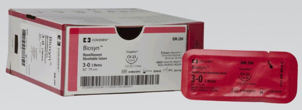 Medtronic Monofilament Absorbable Veterinary Biosyn Suture, Violet, Size 3/0, 30", C-14 - SM-923 - 36 Each