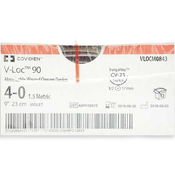 MEDTRONIC USA V-LOC 90 Absorbable Sutures VLOCM0843 12 Each-MDL-COVVLOCM0843