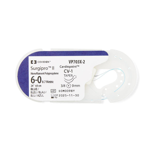 Medtronic Surgipro-II Surgilon Surgipro II Monofilament Polypropylene Suture, 6-0, 24", Blue, CV-1, DA - VP703X-2 - 36 Each