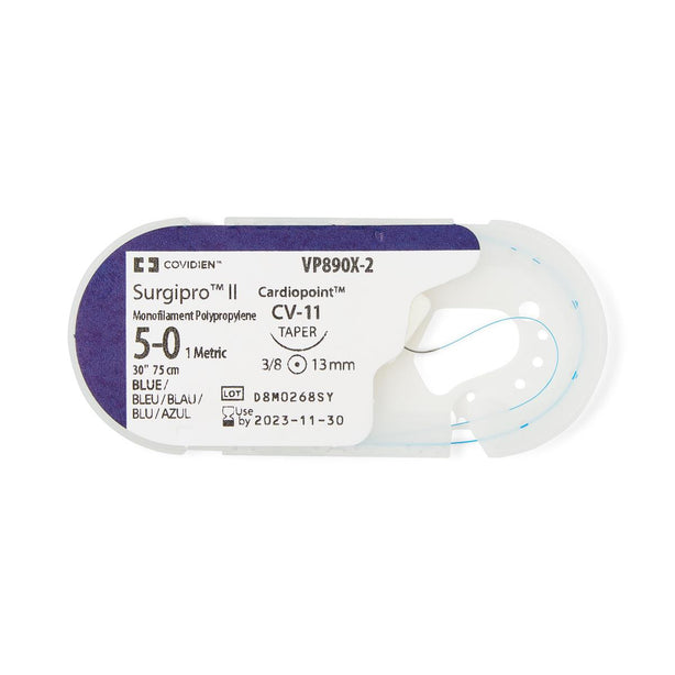 Medtronic Surgipro-II Surgilon Surgipro II Monofilament Polypropylene Suture, 5-0, 30", Blue, CV-11 - VP890X-2 - 36 Each