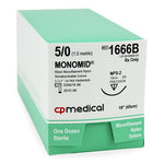 Cp Medical Monomid Black Monofilament Nonabsorbable Suture, 5-0 Nylon, PS-1, 18" - 1666B - 12 Each