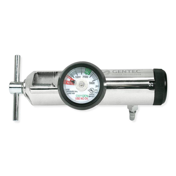 Genstar Technologies Co EMT Brass Regulator, Oxygen, Barb Outlet, 870 CGA, 0 lpm to 25 lpm - 286MB-25LY - 1 Each