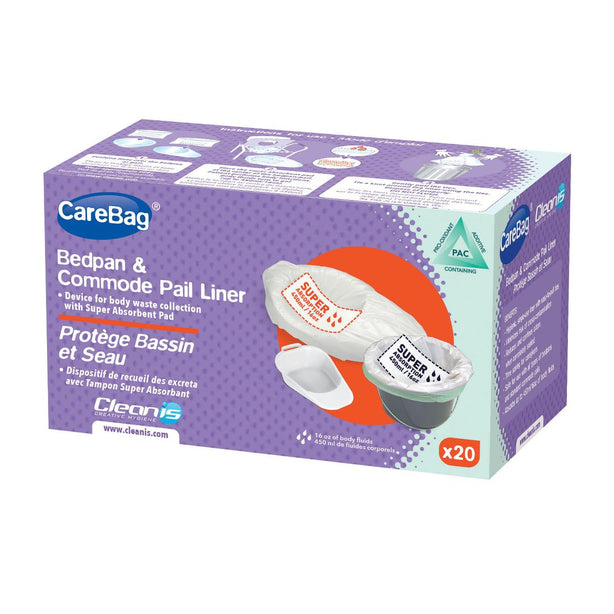 Cleanis Bedpan and Commode with Pad Carebag Super Absorbent Pail Liner - 7711141BIO - 20 Each
