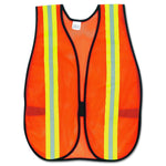MCR Orange Safety Vest, 2 in. Reflective Strips, Polyester, Side Straps, One Size - V201R - 1 Each