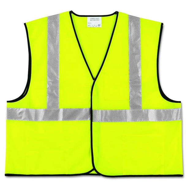 Mcr Class-2 Class 2 Safety Vest, Fluorescent Lime with Silver Stripe, Polyester, Size Extra-Large - VCL2SLXL - 1 Each