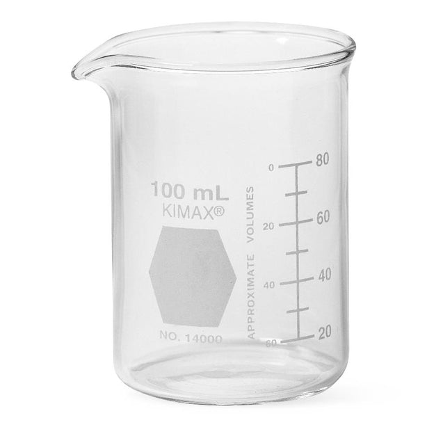 DWK Kimble 14000-100 Low No-Spout Griffin Glass Beaker with Scale, 100 mL - MDL-CSX14000100 - 48 Each