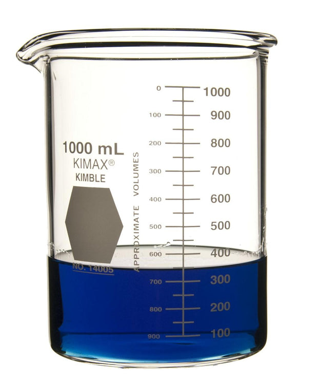 DWK Kimble 14005-1000 Heavy Low Glass Beaker with Scale, 1,000 mL - MDL-CSX140051000 - 24 Each