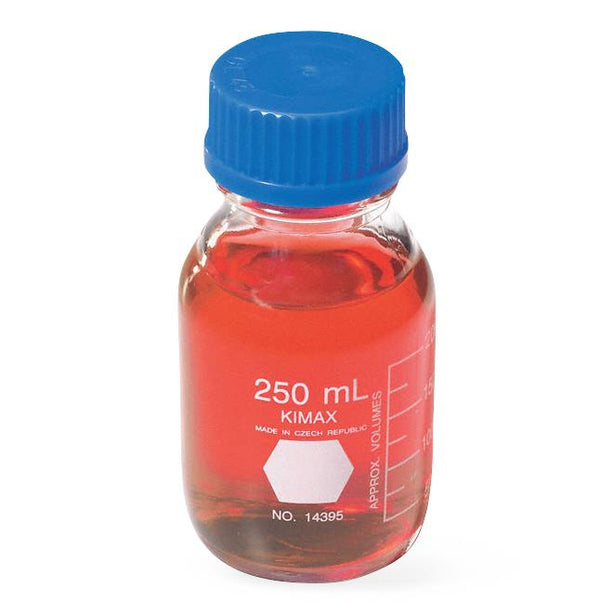 Dwk Life Sciences Kimble Round Glass Media Bottles with Blue Screw Caps 14395-250 - 10.0 Each - MDL-CSX14395250