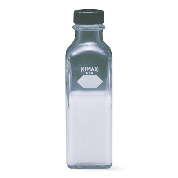 DWK Kimble Ungraduate 14915-160 Ungraduated Glass Square Milk Dilution Bottle for Sampling, 160 mL, Clear - MDL-CSX14915160 - 48 Each