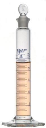 Dwk Life Sciences Kimble Class B Cylinder with Single Metric Blue Scale, Standard Taper Stopper, 25mL - CSX2004025