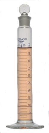 Dwk Life Sciences Kimble Class B Cylinder with Single Metric Blue Scale, Standard Taper Stopper, 50mL - CSX2004050