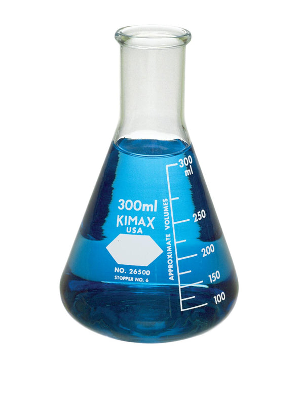 Dwk Life Sciences Kimble Narrow Mouth KIMAX Narrow-Mouth Erlenmeyer Flask, White Scale, 250mL - CSX26500250