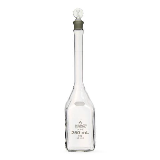 Dwk Life Sciences Kimble Kimax Class A Square Volumetric Flask with Standard Taper Glass Pennyhead Stopper, Calibrated To Contain, 100mL - 28040-100 - 1 Each