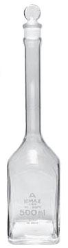 Dwk Life Sciences Kimble Kimax Class A Square Volumetric Flask with Standard Taper Glass Pennyhead Stopper, Calibrated To Contain, 200mL - 28040-200 - 1 Each