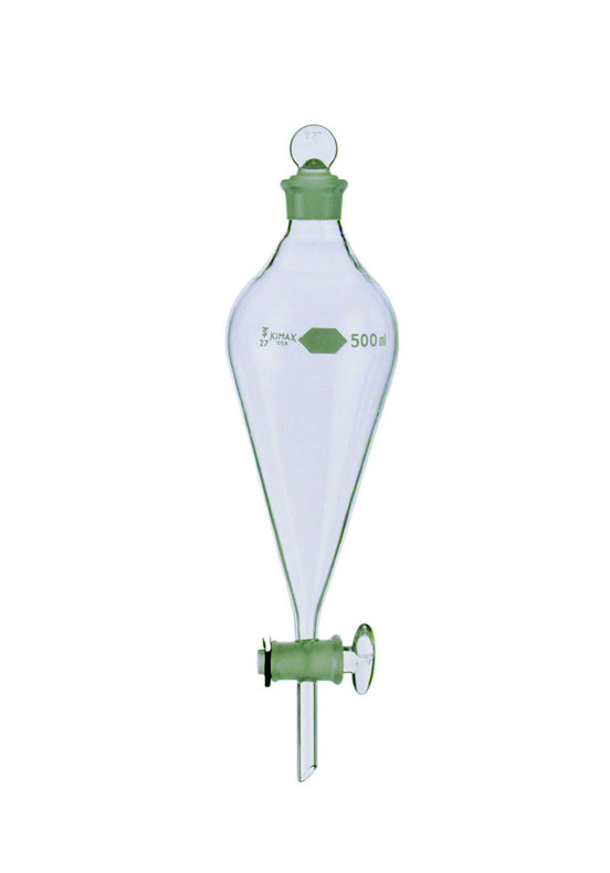 Dwk Life Sciences Kimble Squibb Separatory Squibb-Pear Funnel with Glass Stopcock, 500 mL - 29048-500 - 4 Each
