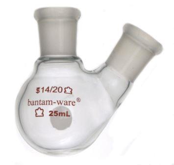 Dwk Life Sciences Kimble RB Angled Two Neck Round Bottom Flask, 25 mL, 14/20, 14/20 - 294990-0025 - 1 Each