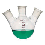 Dwk Life Sciences Kimble Three Neck RB Angled 3-Neck Round-Bottom Distilling Flask, 19/22 Center ST Joint, 19/22 Side ST Joint, 500mL - CSX2955100500