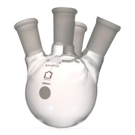 Dwk Life Sciences Kimble Angled Four Side Neck Round Bottom Flask, 14/20, 14/20, 50 mL - CSX2957900050