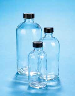 Boston Round Bottle, Rubber Liner, 1000 mL, Kimble 1OZ Clear Glass - 5113233C-24 - 12 Each