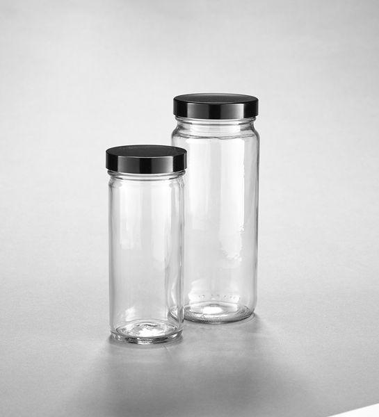 Tall Straight-Sided Clear Glass Jar, Phenolic Cap with Pulp/Vinyl Liner, 8oz., Convenience Packs, Kimble Clr Attached - 5510858V-81 - 24 Each